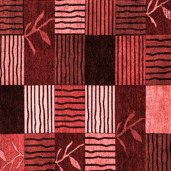 Ahgly Company Machine Washable Indoor Square Abstract Red Modern Area Rugs, 6' Square
