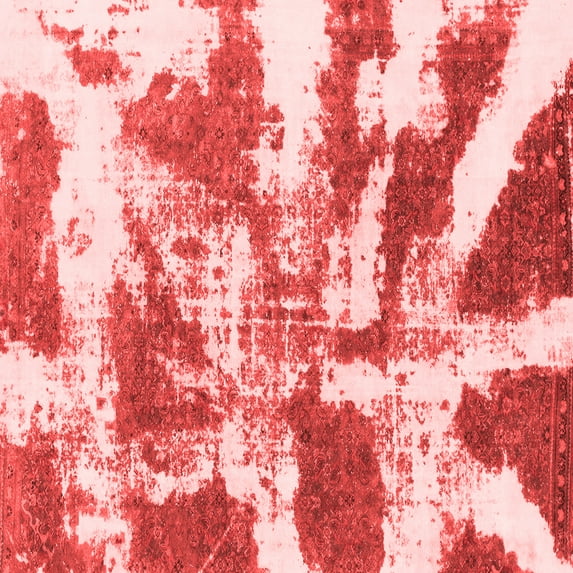 Ahgly Company Machine Washable Indoor Square Abstract Red Modern Area Rugs, 8' Square