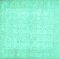 thumbnail image 1 of Ahgly Company Machine Washable Indoor Square Abstract Turquoise Blue Contemporary Area Rugs, 4' Square, 1 of 4