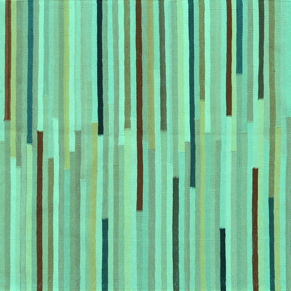 Ahgly Company Machine Washable Indoor Square Abstract Turquoise Blue Contemporary Area Rugs, 5' Square