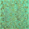 thumbnail image 1 of Ahgly Company Machine Washable Indoor Square Abstract Turquoise Blue Contemporary Area Rugs, 6' Square, 1 of 4