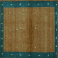 thumbnail image 1 of Ahgly Company Machine Washable Indoor Square Abstract Turquoise Blue Contemporary Area Rugs, 6' Square, 1 of 4