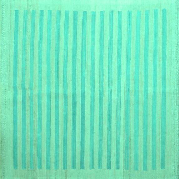 Ahgly Company Machine Washable Indoor Square Abstract Turquoise Blue Contemporary Area Rugs, 8' Square