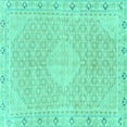 thumbnail image 1 of Ahgly Company Machine Washable Indoor Square Abstract Turquoise Blue Modern Area Rugs, 3' Square, 1 of 4