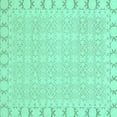 thumbnail image 1 of Ahgly Company Machine Washable Indoor Square Abstract Turquoise Blue Modern Area Rugs, 3' Square, 1 of 4
