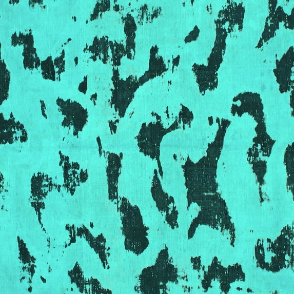 Ahgly Company Machine Washable Indoor Square Abstract Turquoise Blue Modern Area Rugs, 3' Square