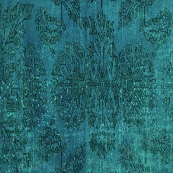 Ahgly Company Machine Washable Indoor Square Abstract Turquoise Blue Modern Area Rugs, 4' Square