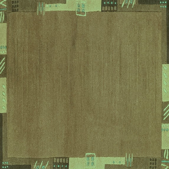 Ahgly Company Machine Washable Indoor Square Abstract Turquoise Blue Modern Area Rugs, 5' Square
