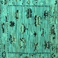 thumbnail image 1 of Ahgly Company Machine Washable Indoor Square Abstract Turquoise Blue Modern Area Rugs, 5' Square, 1 of 4