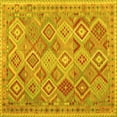 thumbnail image 1 of Ahgly Company Machine Washable Indoor Square Abstract Yellow Contemporary Area Rugs, 3' Square, 1 of 4