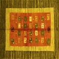 thumbnail image 1 of Ahgly Company Machine Washable Indoor Square Abstract Yellow Contemporary Area Rugs, 4' Square, 1 of 4