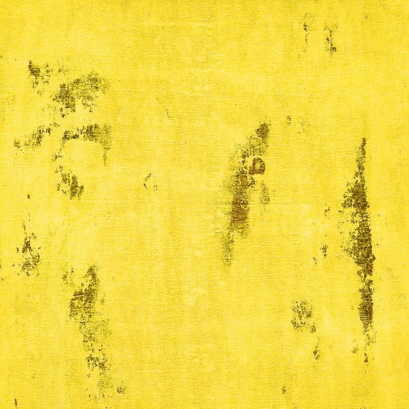 Ahgly Company Machine Washable Indoor Square Abstract Yellow Modern Area Rugs, 3' Square