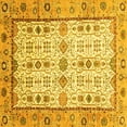 thumbnail image 1 of Ahgly Company Machine Washable Indoor Square Abstract Yellow Modern Area Rugs, 4' Square, 1 of 4