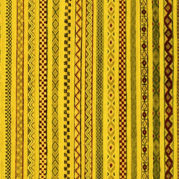 Ahgly Company Machine Washable Indoor Square Abstract Yellow Modern Area Rugs, 4' Square