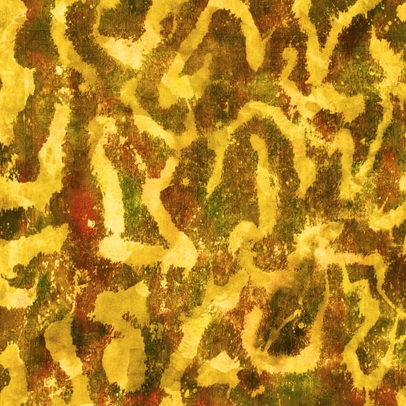 Ahgly Company Machine Washable Indoor Square Abstract Yellow Modern Area Rugs, 4' Square