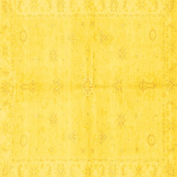 Ahgly Company Machine Washable Indoor Square Abstract Yellow Modern Area Rugs, 4' Square