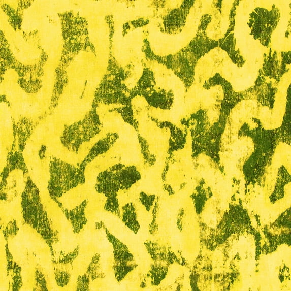 Ahgly Company Machine Washable Indoor Square Abstract Yellow Modern Area Rugs, 5' Square