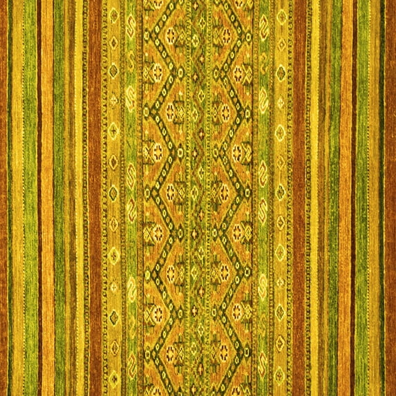 Ahgly Company Machine Washable Indoor Square Abstract Yellow Modern Area Rugs, 5' Square