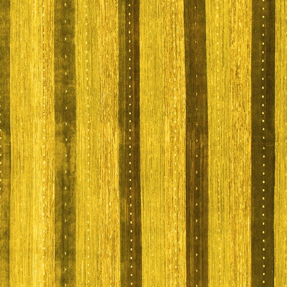 Ahgly Company Machine Washable Indoor Square Abstract Yellow Modern Area Rugs, 6' Square