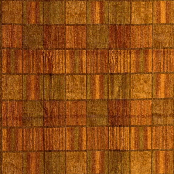Ahgly Company Machine Washable Indoor Square Abstract Yellow Modern Area Rugs, 6' Square