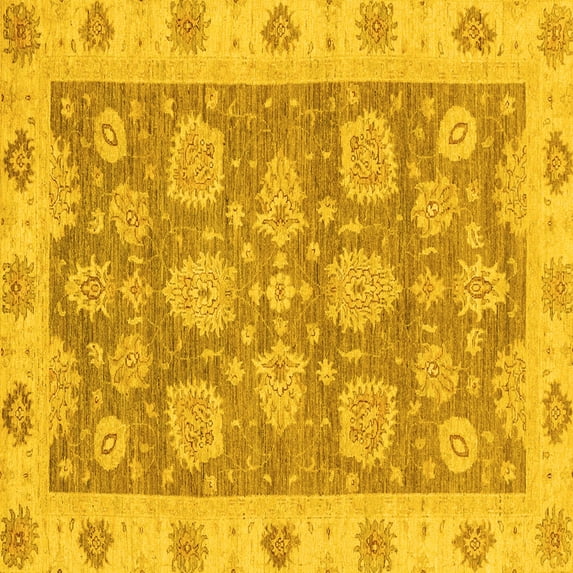 Ahgly Company Machine Washable Indoor Square Abstract Yellow Modern Area Rugs, 6' Square