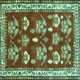 thumbnail image 1 of Ahgly Company Machine Washable Indoor Square Animal Turquoise Blue Traditional Area Rugs, 5' Square, 1 of 4