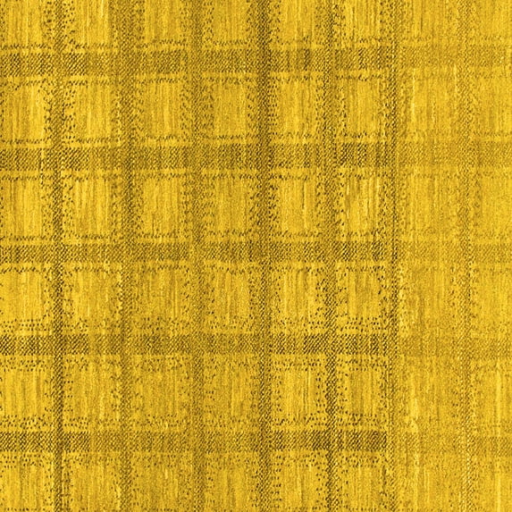 Ahgly Company Machine Washable Indoor Square Checkered Yellow Modern Area Rugs, 5' Square