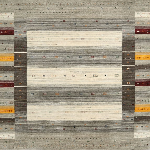 Ahgly Company Machine Washable Indoor Square Contemporary Army Brown Area Rugs, 5' Square
