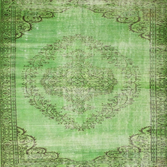Ahgly Company Machine Washable Indoor Square Contemporary YellowGreen Area Rugs, 5' Square