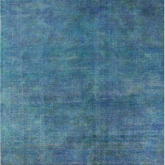 Ahgly Company Machine Washable Indoor Square Industrial Modern Blue Ivy Blue Area Rugs, 4' Square