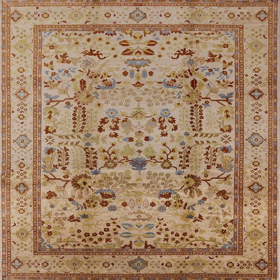 Ahgly Company Machine Washable Indoor Square Industrial Modern Brown Sugar Brown Area Rugs, 5' Square