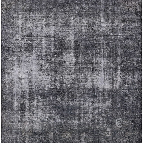 Ahgly Company Machine Washable Indoor Square Industrial Modern Gray Area Rugs, 5' Square
