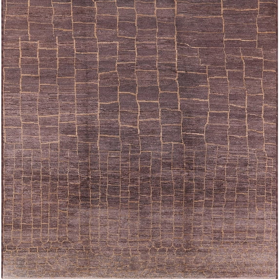 Ahgly Company Machine Washable Indoor Square Industrial Modern Velvet Maroon Purple Area Rugs, 5' Square