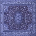 thumbnail image 1 of Ahgly Company Machine Washable Indoor Square Medallion Blue Traditional Area Rugs, 6' Square, 1 of 4