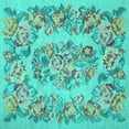 thumbnail image 1 of Ahgly Company Machine Washable Indoor Square Medallion Turquoise Blue French Area Rugs, 8' Square, 1 of 4