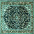 thumbnail image 1 of Ahgly Company Machine Washable Indoor Square Medallion Turquoise Blue Traditional Area Rugs, 3' Square, 1 of 4