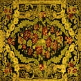 thumbnail image 1 of Ahgly Company Machine Washable Indoor Square Medallion Yellow French Area Rugs, 4' Square, 1 of 4