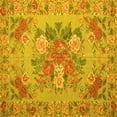 thumbnail image 1 of Ahgly Company Machine Washable Indoor Square Medallion Yellow French Area Rugs, 4' Square, 1 of 4