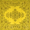thumbnail image 1 of Ahgly Company Machine Washable Indoor Square Medallion Yellow Traditional Area Rugs, 3' Square, 1 of 4