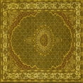 thumbnail image 1 of Ahgly Company Machine Washable Indoor Square Medallion Yellow Traditional Area Rugs, 5' Square, 1 of 4