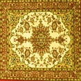 thumbnail image 1 of Ahgly Company Machine Washable Indoor Square Medallion Yellow Traditional Area Rugs, 5' Square, 1 of 4