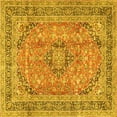 thumbnail image 1 of Ahgly Company Machine Washable Indoor Square Medallion Yellow Traditional Area Rugs, 6' Square, 1 of 4