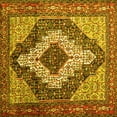 thumbnail image 1 of Ahgly Company Machine Washable Indoor Square Medallion Yellow Traditional Area Rugs, 8' Square, 1 of 4