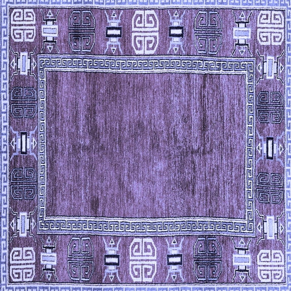 Ahgly Company Machine Washable Indoor Square Oriental Blue Modern Area Rugs, 5' Square