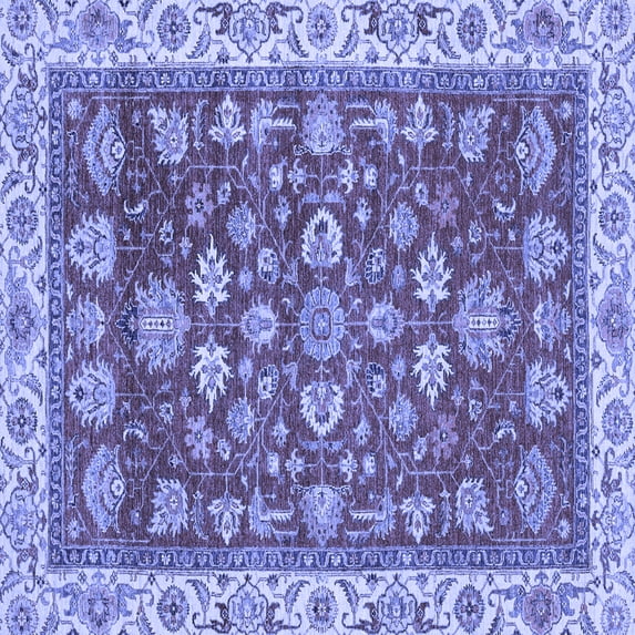 Ahgly Company Machine Washable Indoor Square Oriental Blue Traditional Area Rugs, 4' Square