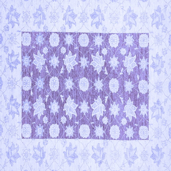 Ahgly Company Machine Washable Indoor Square Oriental Blue Traditional Area Rugs, 5' Square