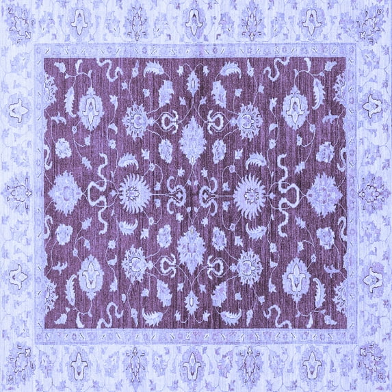 Ahgly Company Machine Washable Indoor Square Oriental Blue Traditional Area Rugs, 6' Square