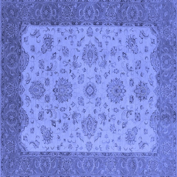 Ahgly Company Machine Washable Indoor Square Oriental Blue Traditional Area Rugs, 7' Square