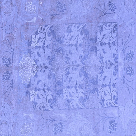 Ahgly Company Machine Washable Indoor Square Oriental Blue Traditional Area Rugs, 7' Square