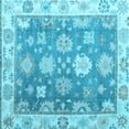 thumbnail image 1 of Ahgly Company Machine Washable Indoor Square Oriental Light Blue Traditional Area Rugs, 5' Square, 1 of 4